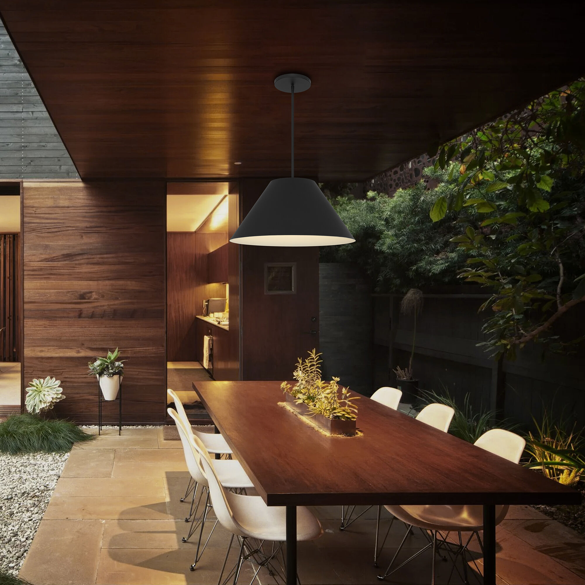 Jaz LED 21.88 inch Sand Black Outdoor Pendant